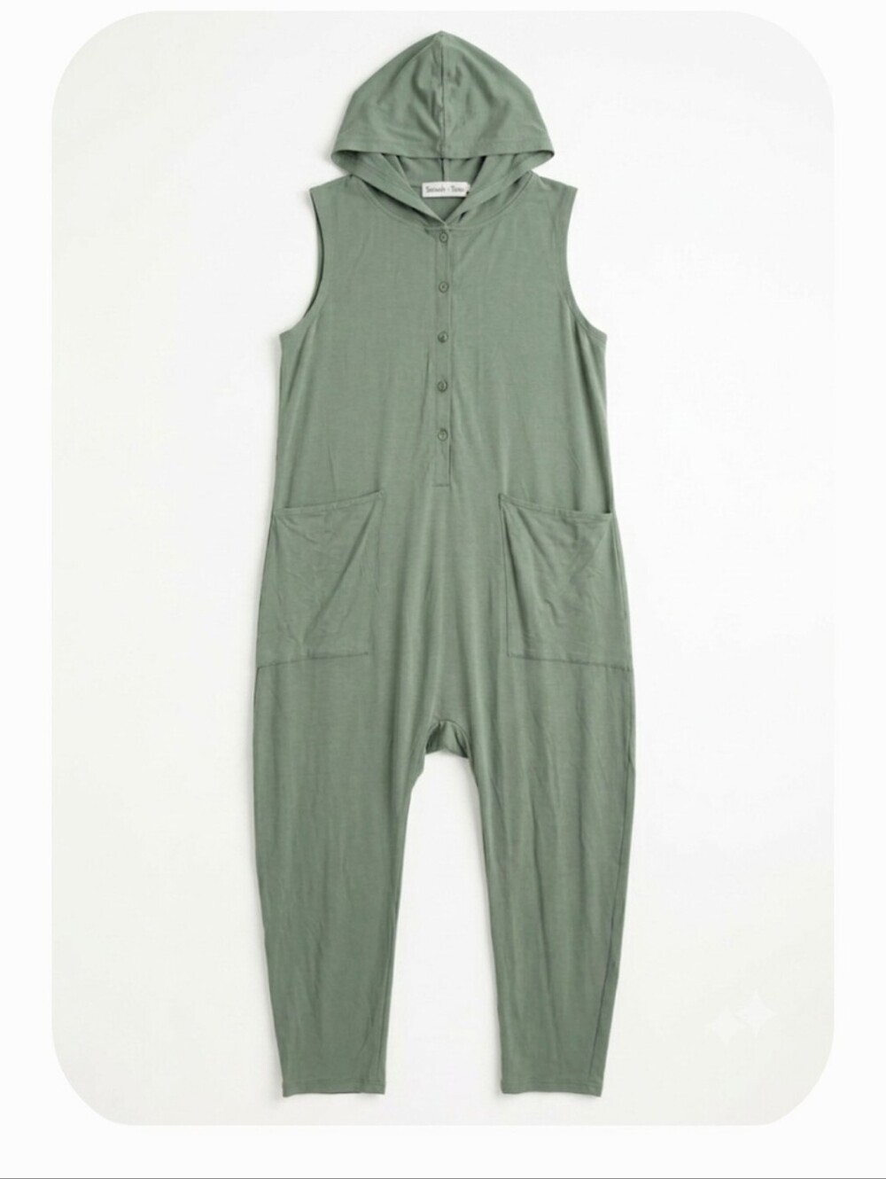 Smash + Tess Hooded Bamboo Romper Olive Green Pockets size M